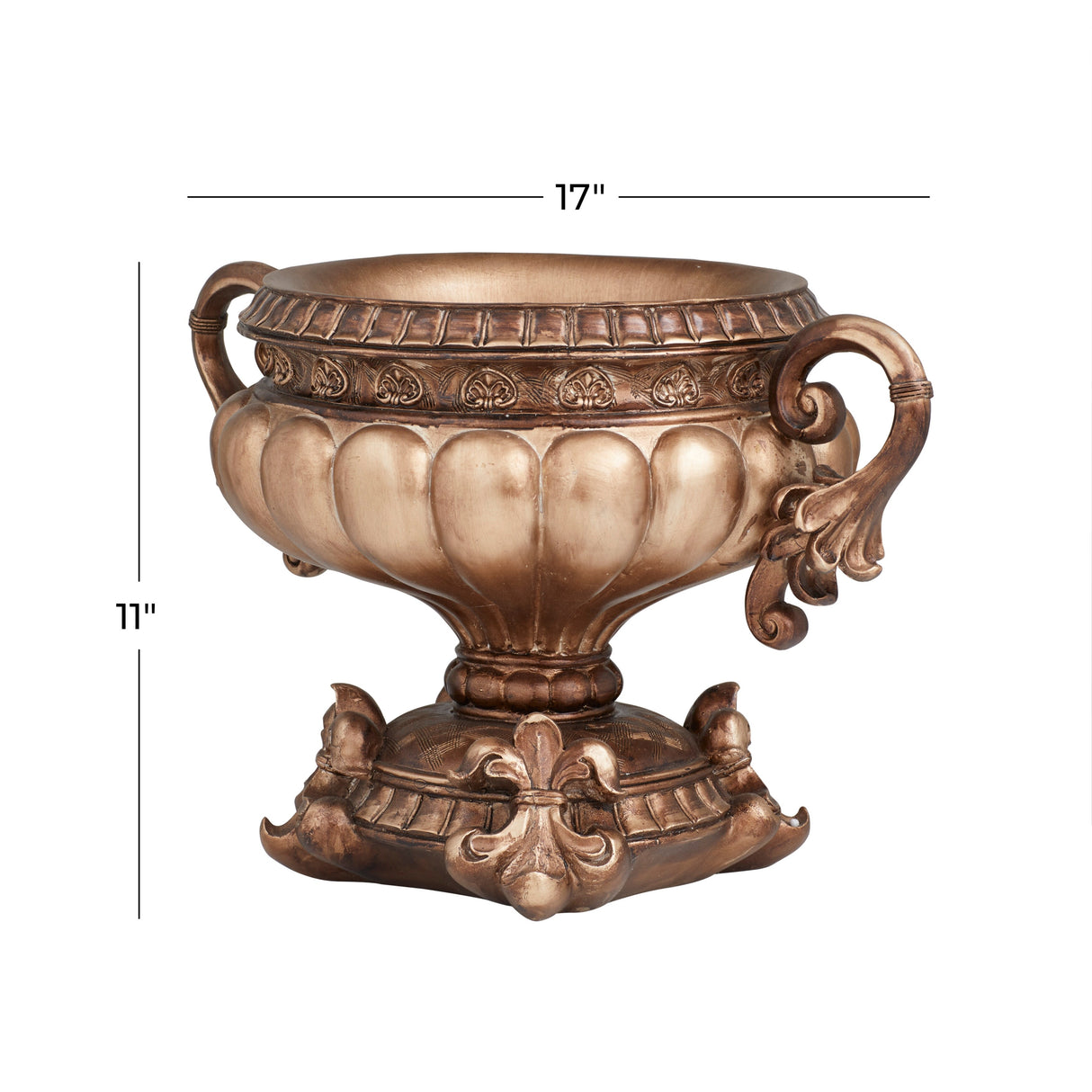Bronze Polystone Traditional Decorative Bowl 11 x 17 x 11 - 17 x 11 x 11