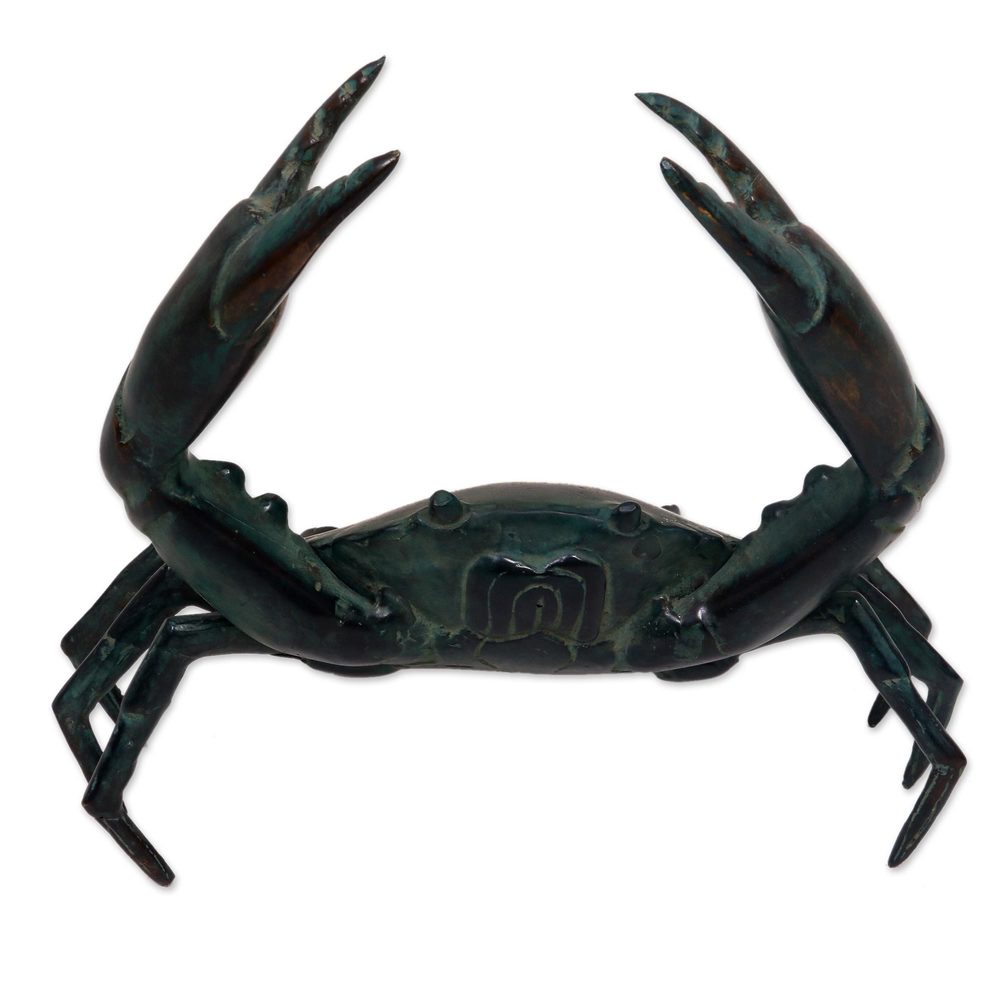 NOVICA Bronze Sculpture, 'Sanur Crab' (Indonesia) - 3.9