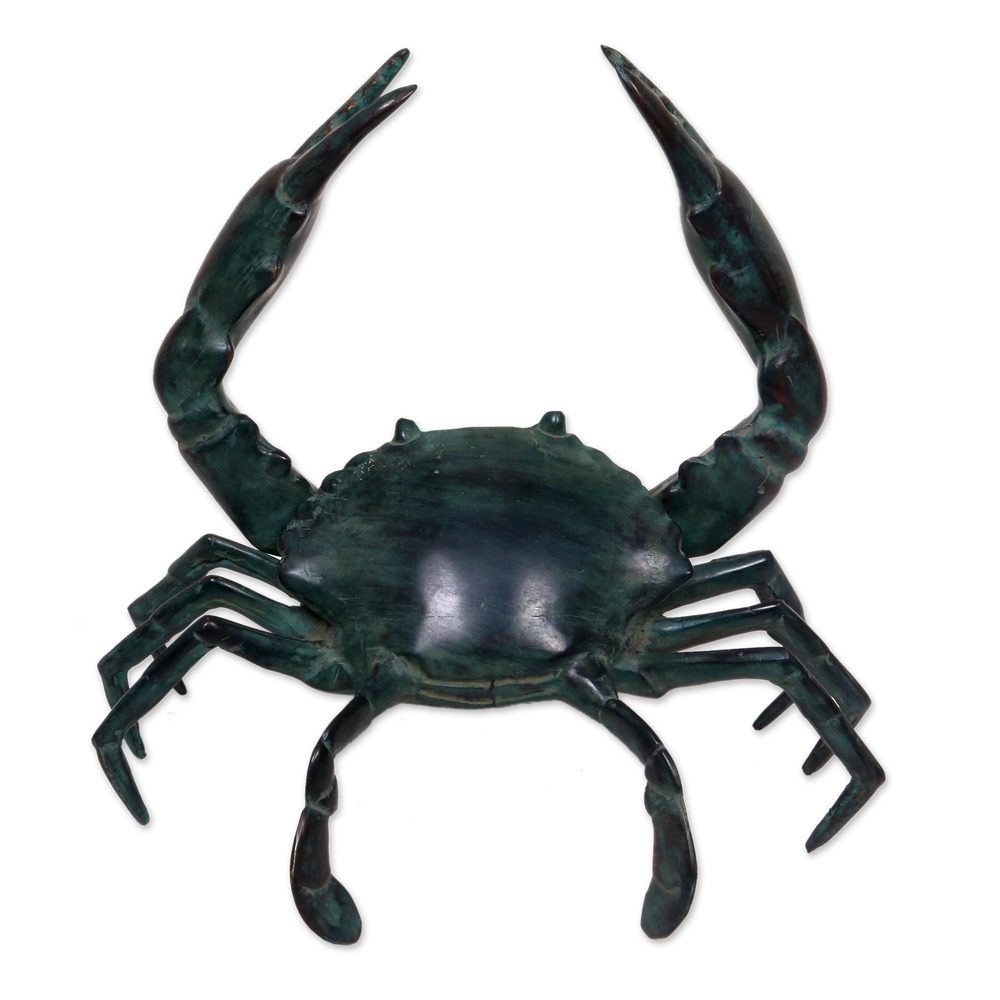 NOVICA Bronze Sculpture, 'Sanur Crab' (Indonesia) - 3.9