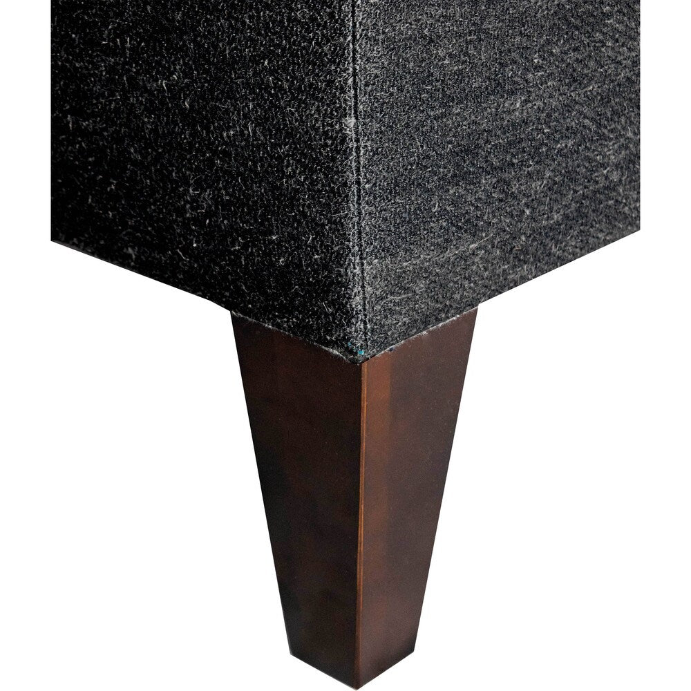 Brooke 10 Button Tuft Charcoal Upholstered Long Storage Bench Ottoman