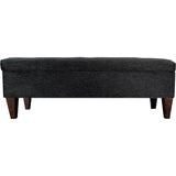 Brooke 10 Button Tuft Charcoal Upholstered Long Storage Bench Ottoman