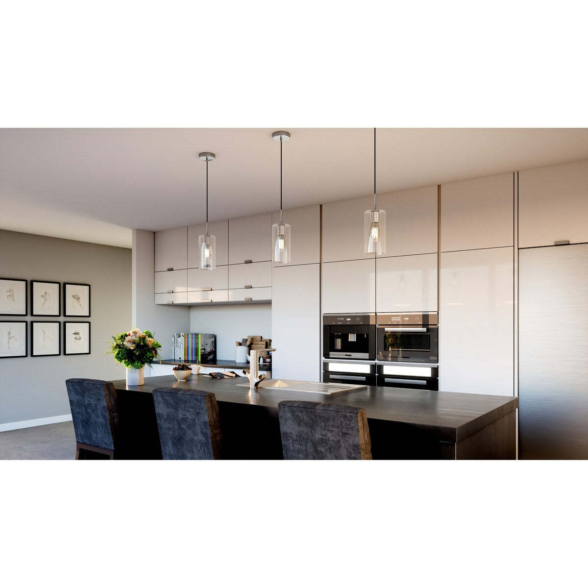 Brookhaven 1-Light Brushed Nickel Mini Pendant - Brushed Nickel