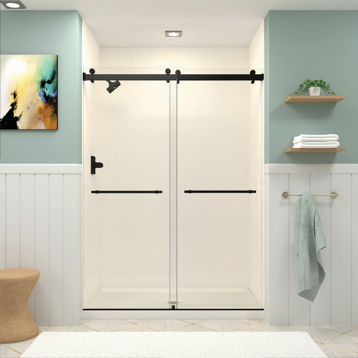 Brooklyn 60 in. W x 80 in. H Sliding Frameless Shower Door with Low Iron Glass Glass - 58-60-in W x 80-in H