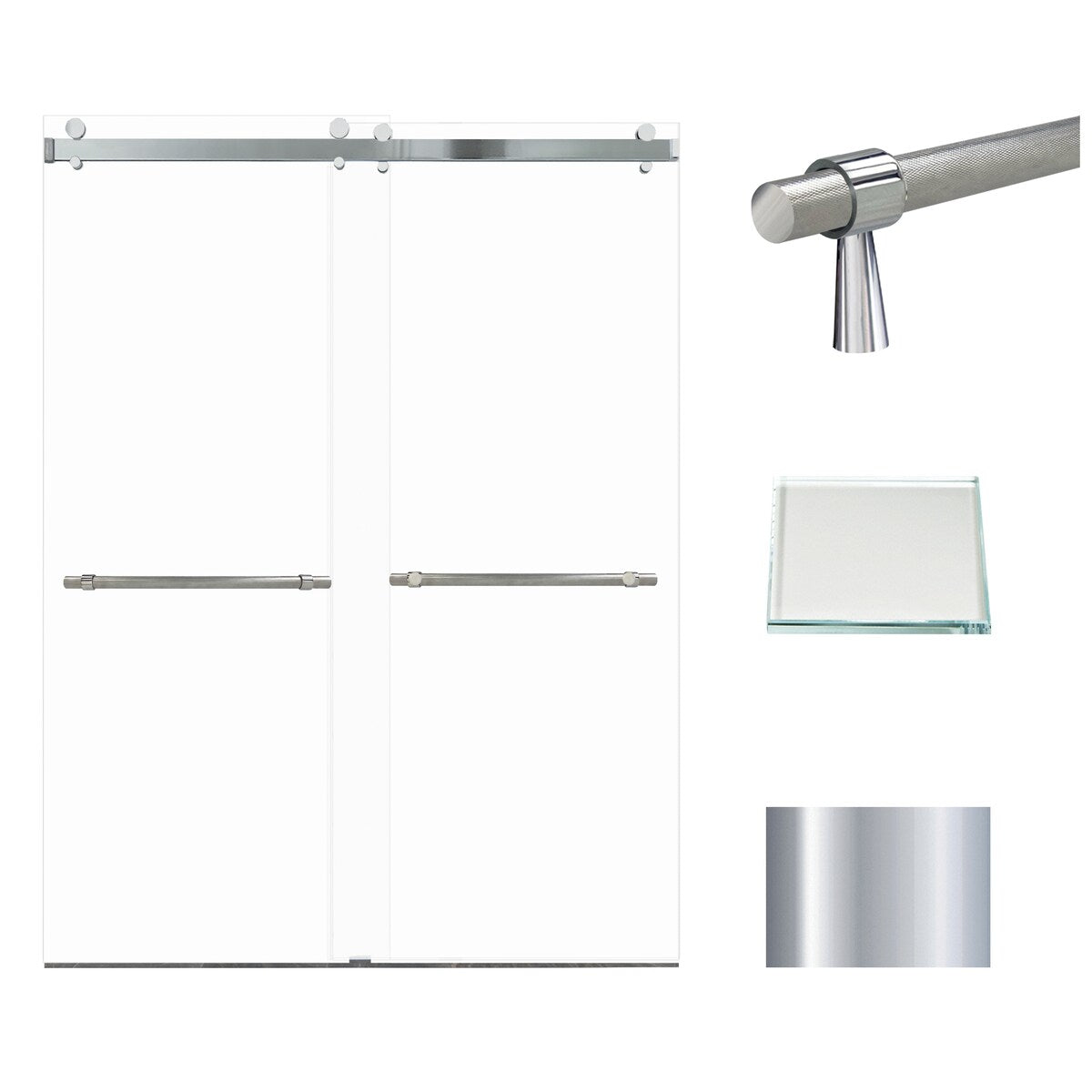 Brooklyn 60 in. W x 80 in. H Sliding Frameless Shower Door with Low Iron Glass Glass - 58-60-in W x 80-in H