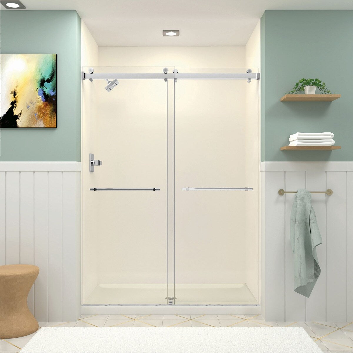 Brooklyn 60 in. W x 80 in. H Sliding Frameless Shower Door with Low Iron Glass Glass - 58-60-in W x 80-in H