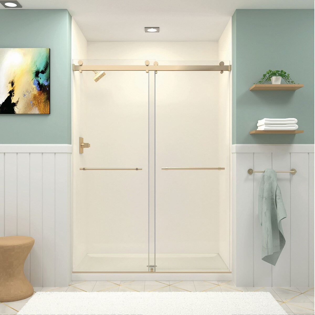 Brooklyn 60 in. W x 80 in. H Sliding Frameless Shower Door with Low Iron Glass Glass - 58-60-in W x 80-in H