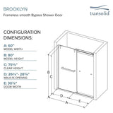 Brooklyn 60 in. W x 80 in. H Sliding Frameless Shower Door with Low Iron Glass Glass - 58-60-in W x 80-in H
