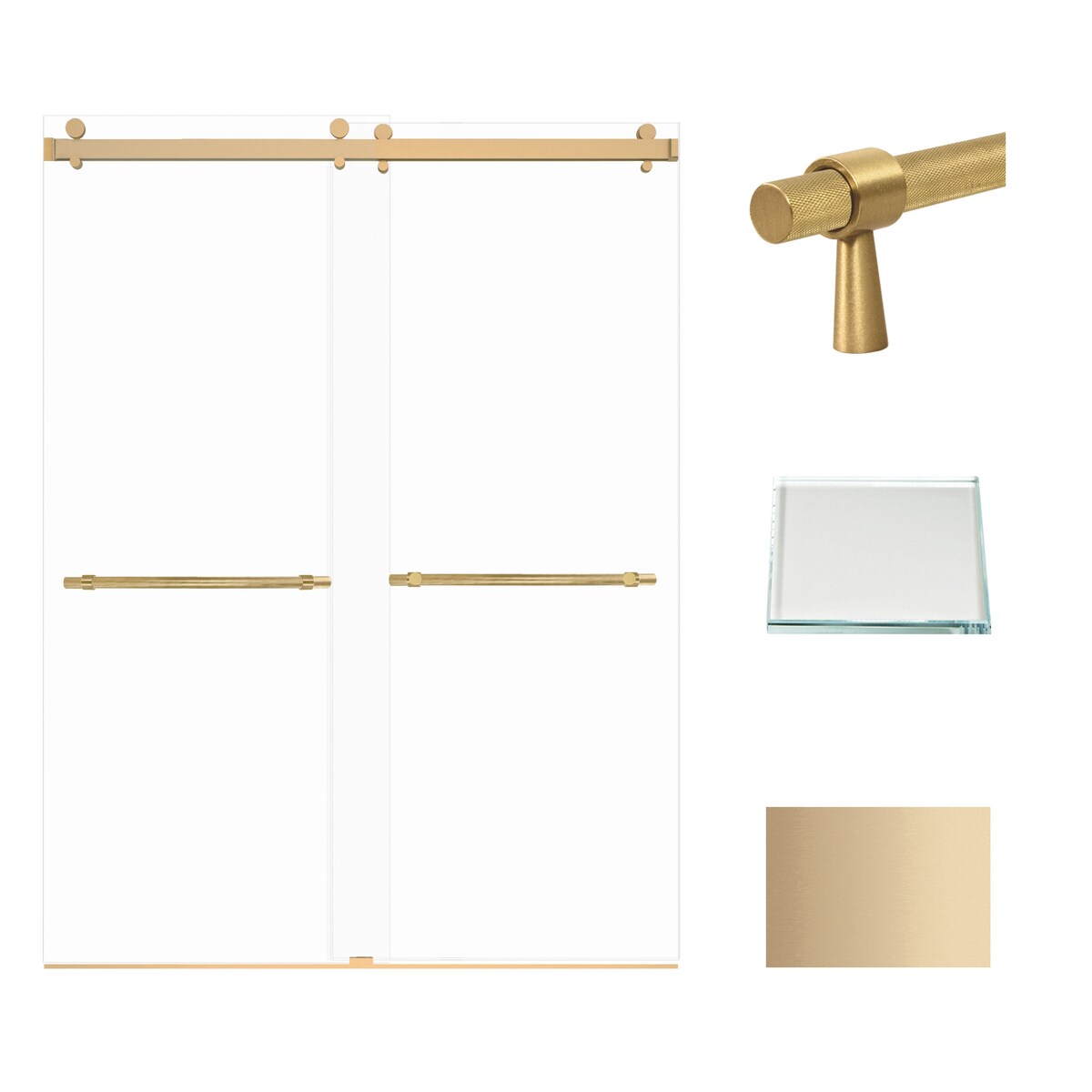 Brooklyn 60 in. W x 80 in. H Sliding Frameless Shower Door with Low Iron Glass Glass - 58-60-in W x 80-in H