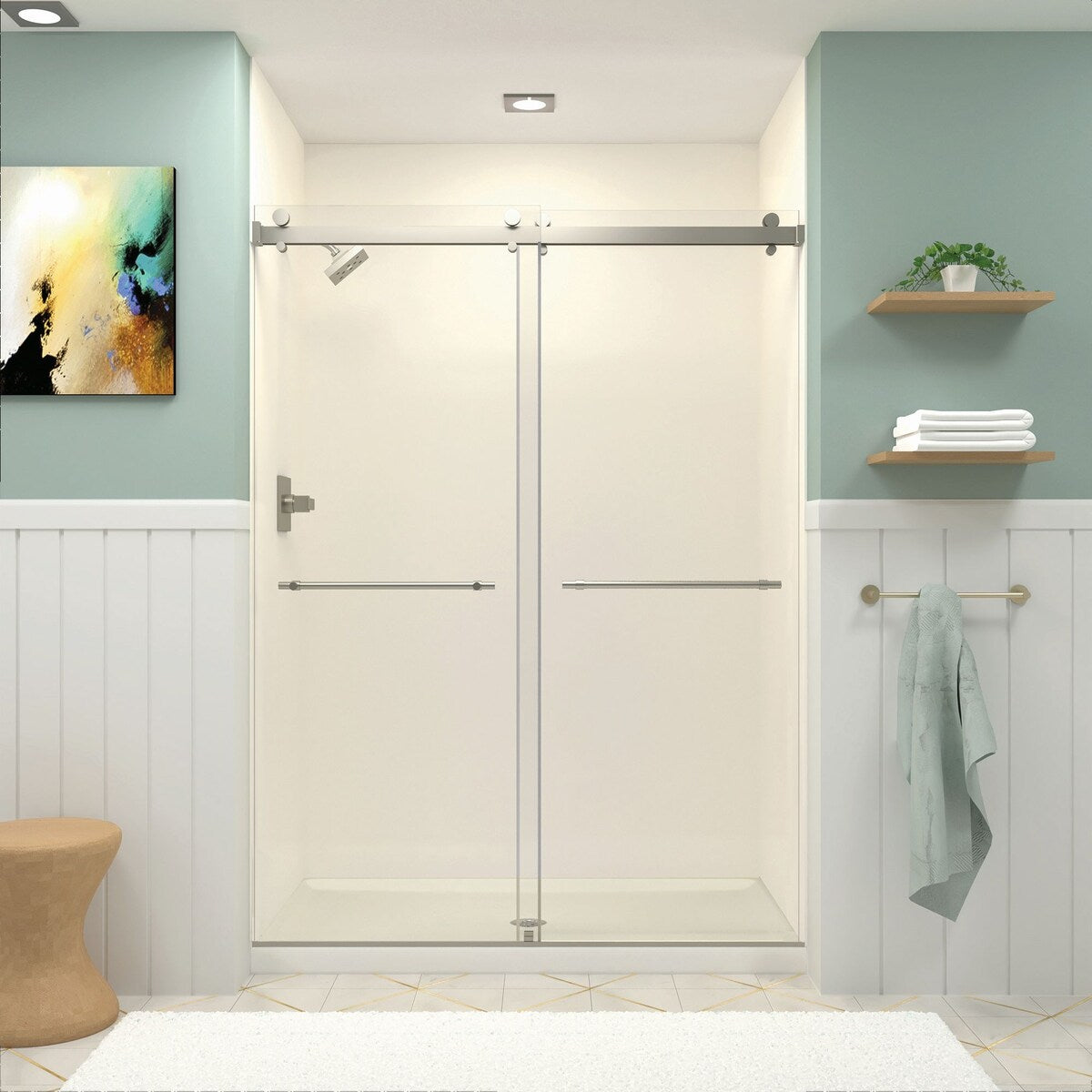 Brooklyn 60 in. W x 80 in. H Sliding Frameless Shower Door with Low Iron Glass Glass - 58-60-in W x 80-in H