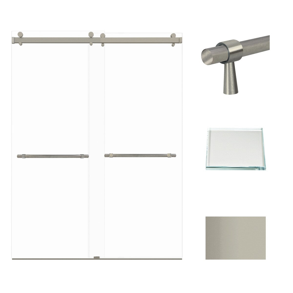 Brooklyn 60 in. W x 80 in. H Sliding Frameless Shower Door with Low Iron Glass Glass - 58-60-in W x 80-in H