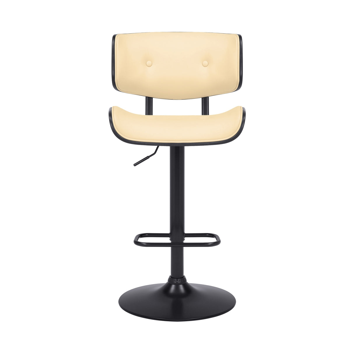 Brooklyn Black Wood Upholstered Adjustable Height Swivel Bar Stool