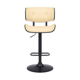 Brooklyn Black Wood Upholstered Adjustable Height Swivel Bar Stool