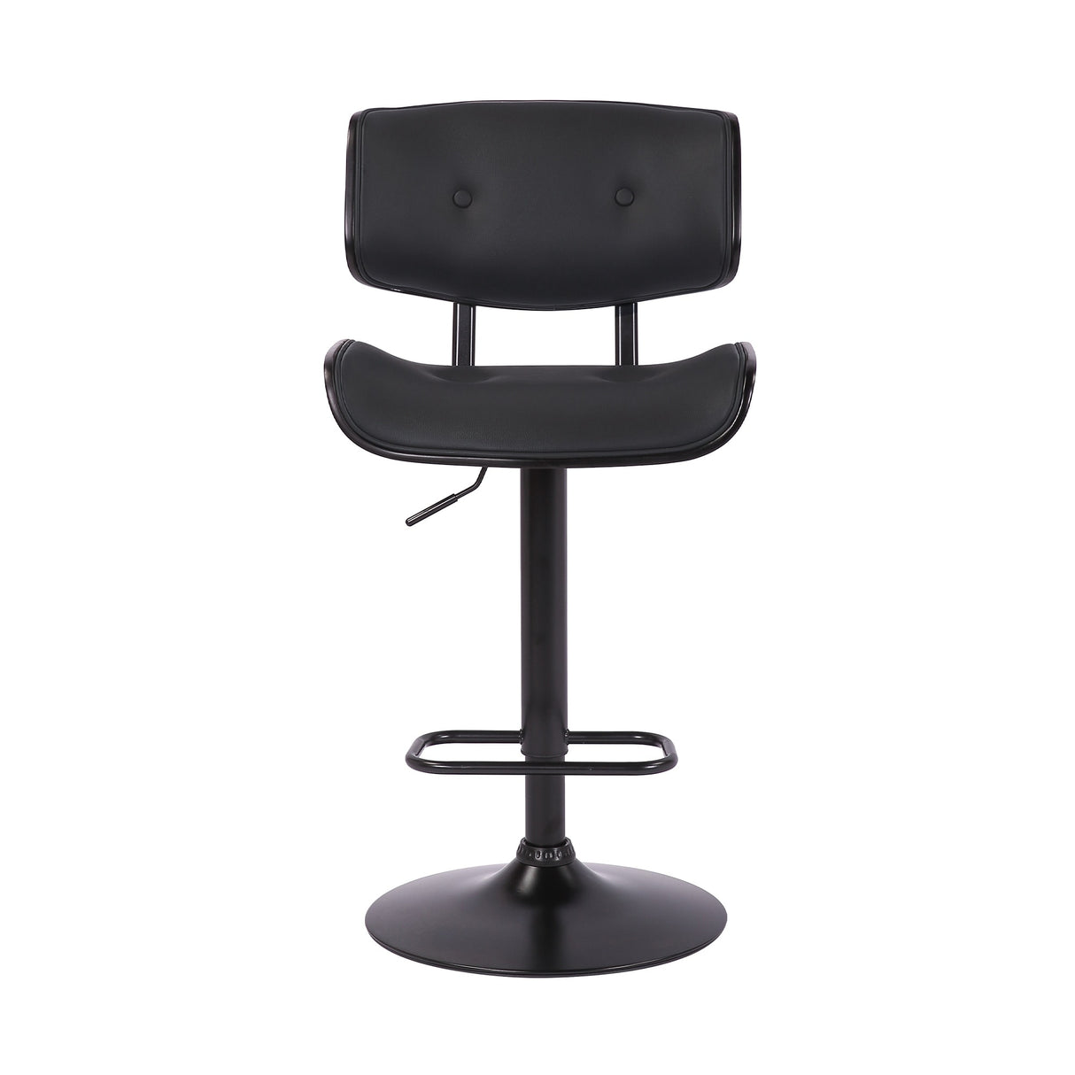 Brooklyn Black Wood Upholstered Adjustable Height Swivel Bar Stool