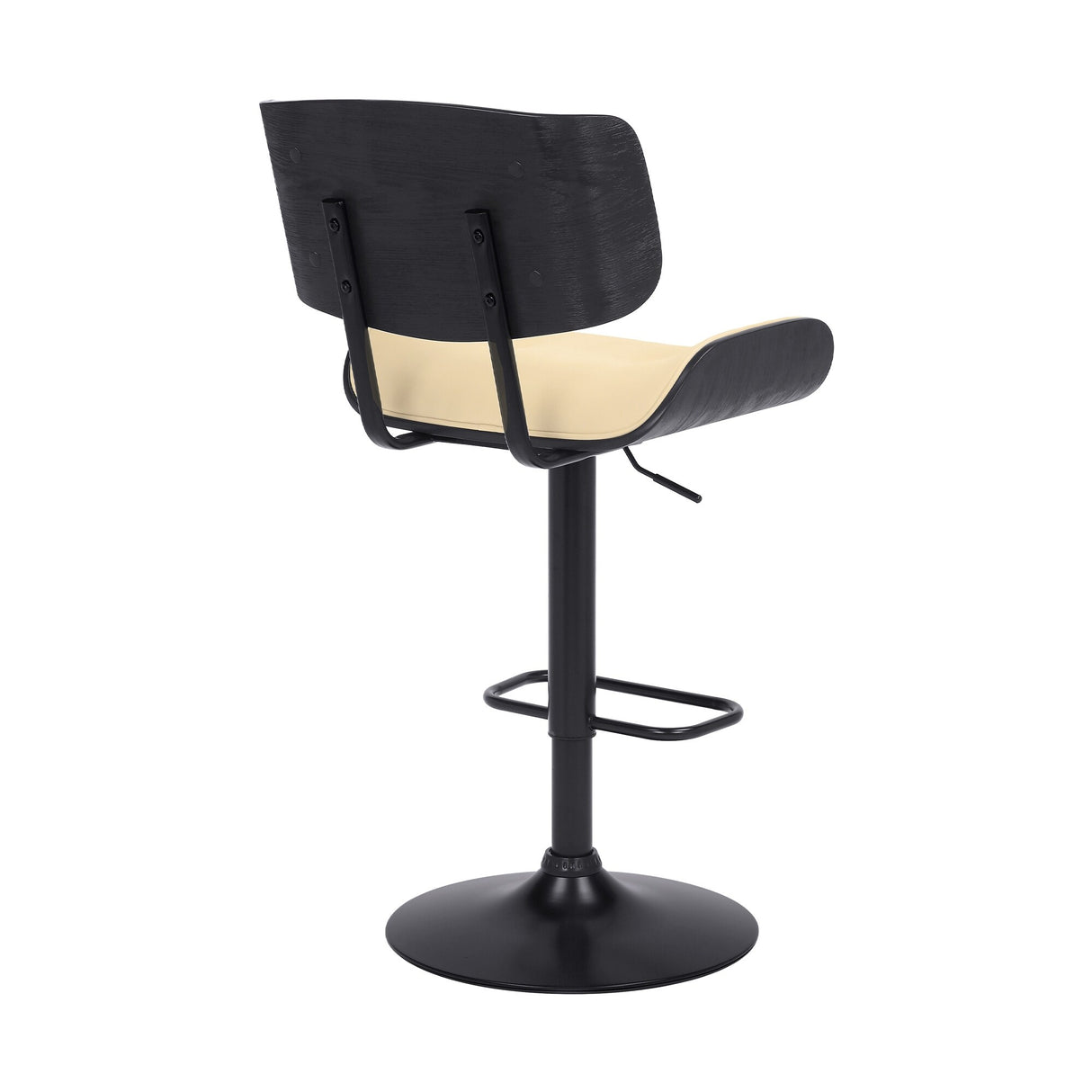 Brooklyn Black Wood Upholstered Adjustable Height Swivel Bar Stool