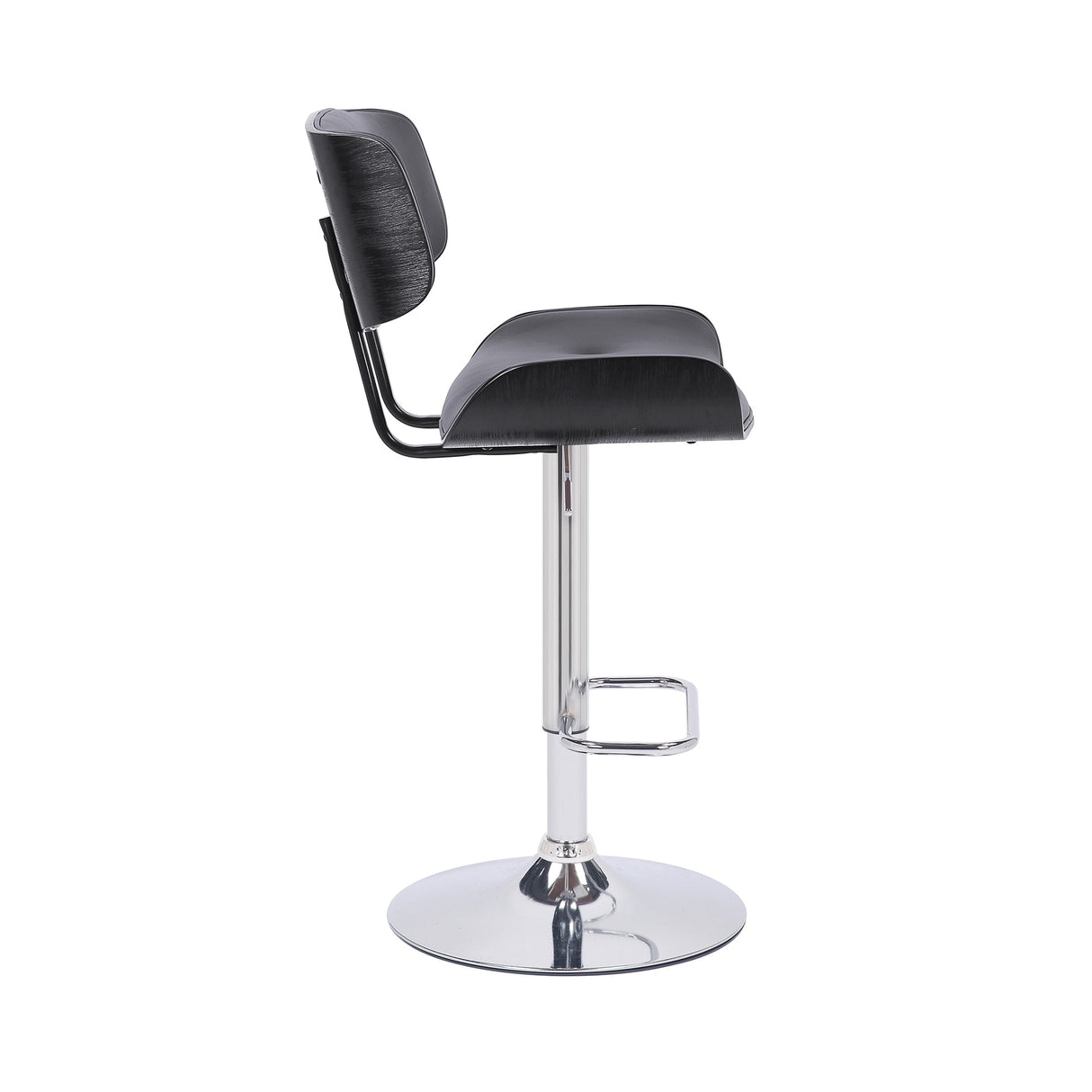 Brooklyn Black Wood Upholstered Adjustable Height Swivel Bar Stool