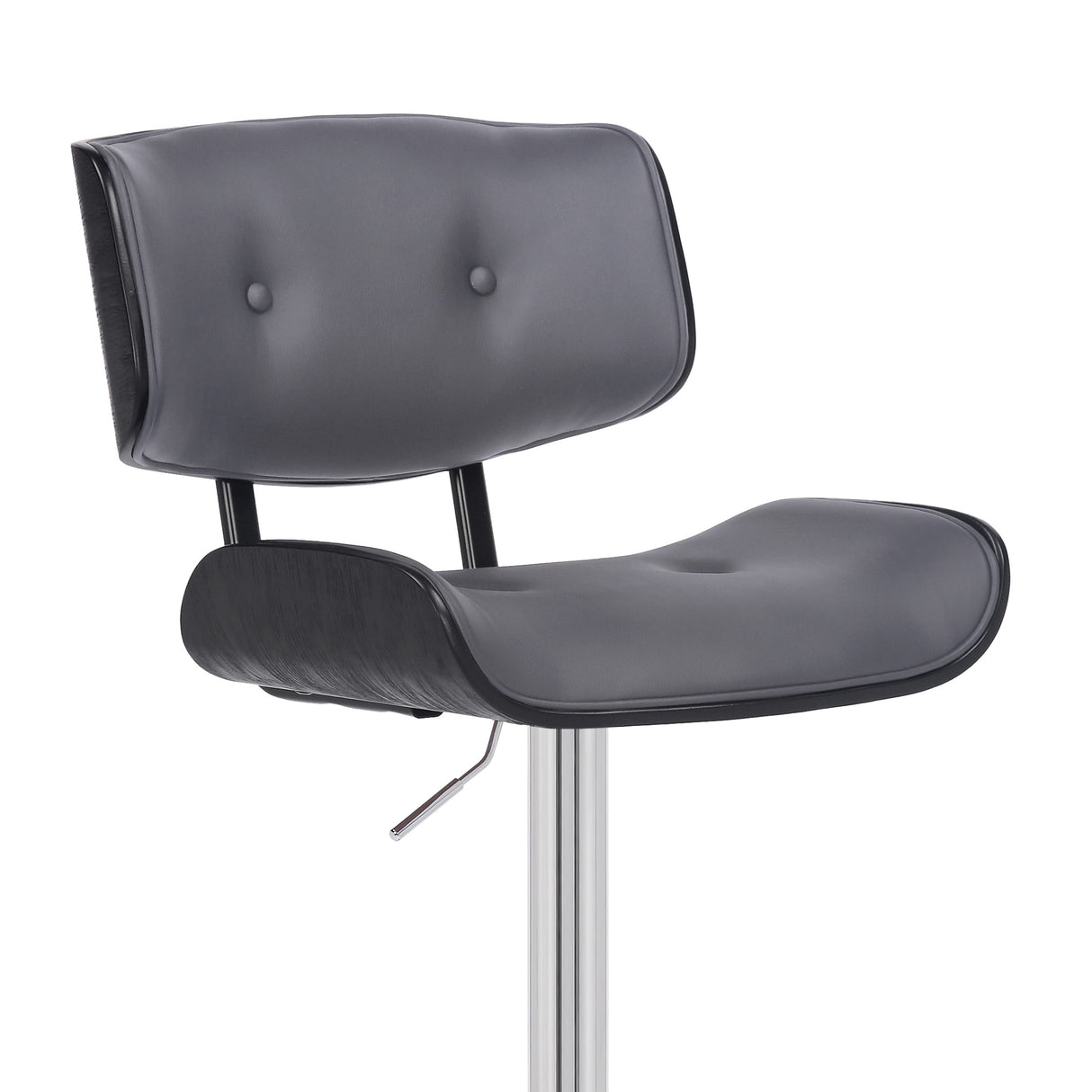 Brooklyn Black Wood Upholstered Adjustable Height Swivel Bar Stool