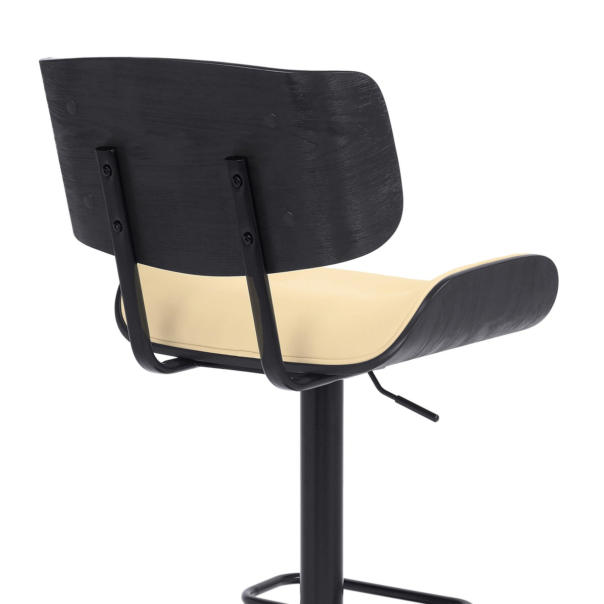 Brooklyn Black Wood Upholstered Adjustable Height Swivel Bar Stool