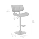 Brooklyn Black Wood Upholstered Adjustable Height Swivel Bar Stool