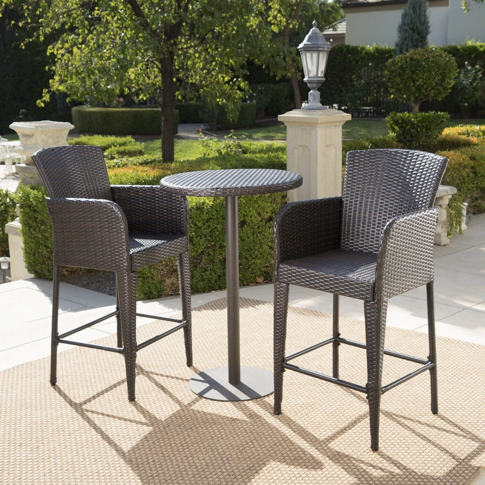 Brooklyn Outdoor 3-piece Wicker 26-inch Round Bar Set by Christopher Knight Home