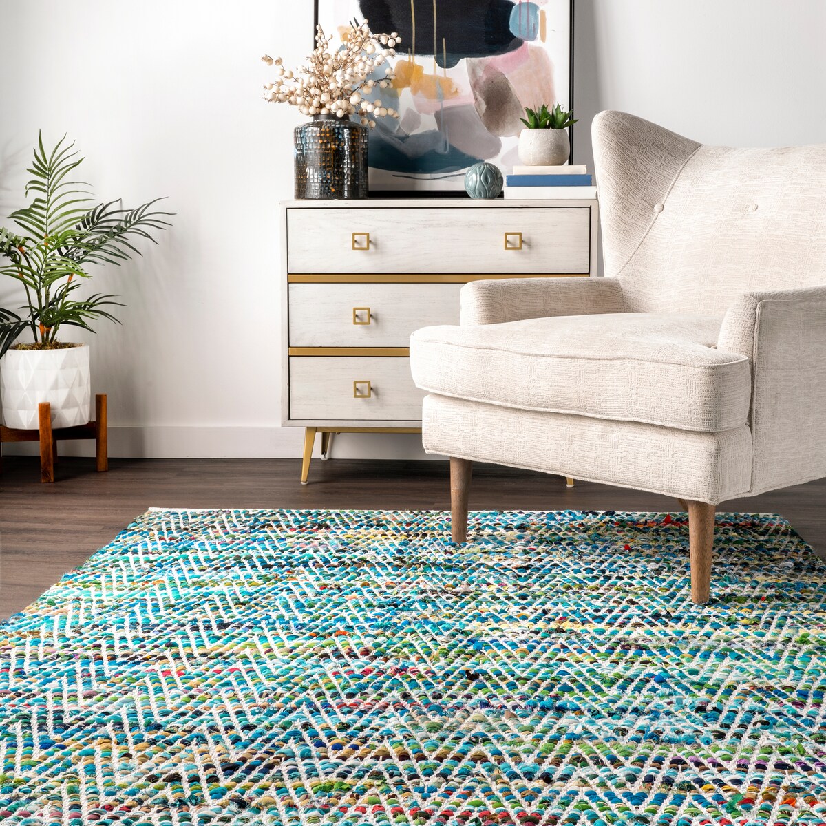Nuloom Boho Handmade Flatweave Chevron Cotton Rug