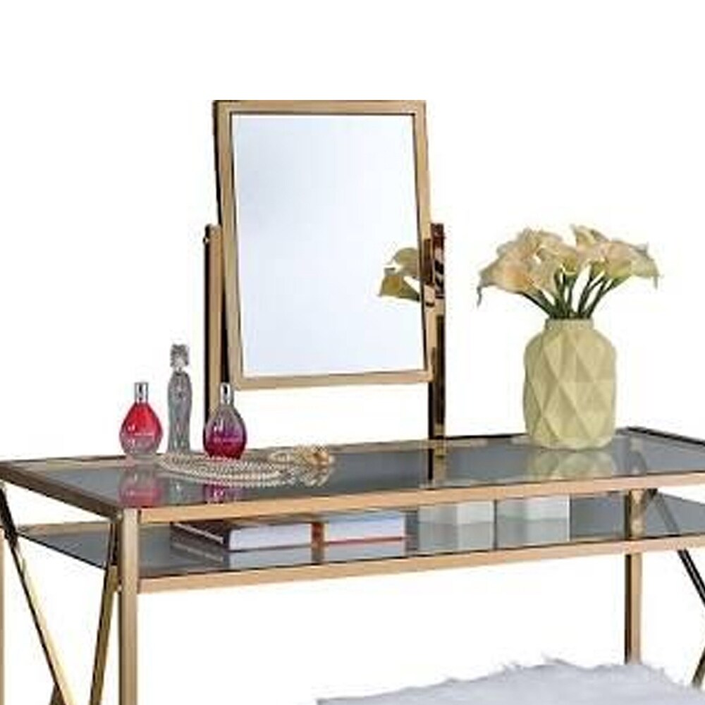 Brooklyn Vanity w/ Stool in Champagne Finish