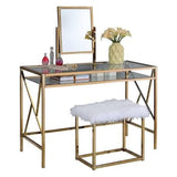 Brooklyn Vanity w/ Stool in Champagne Finish