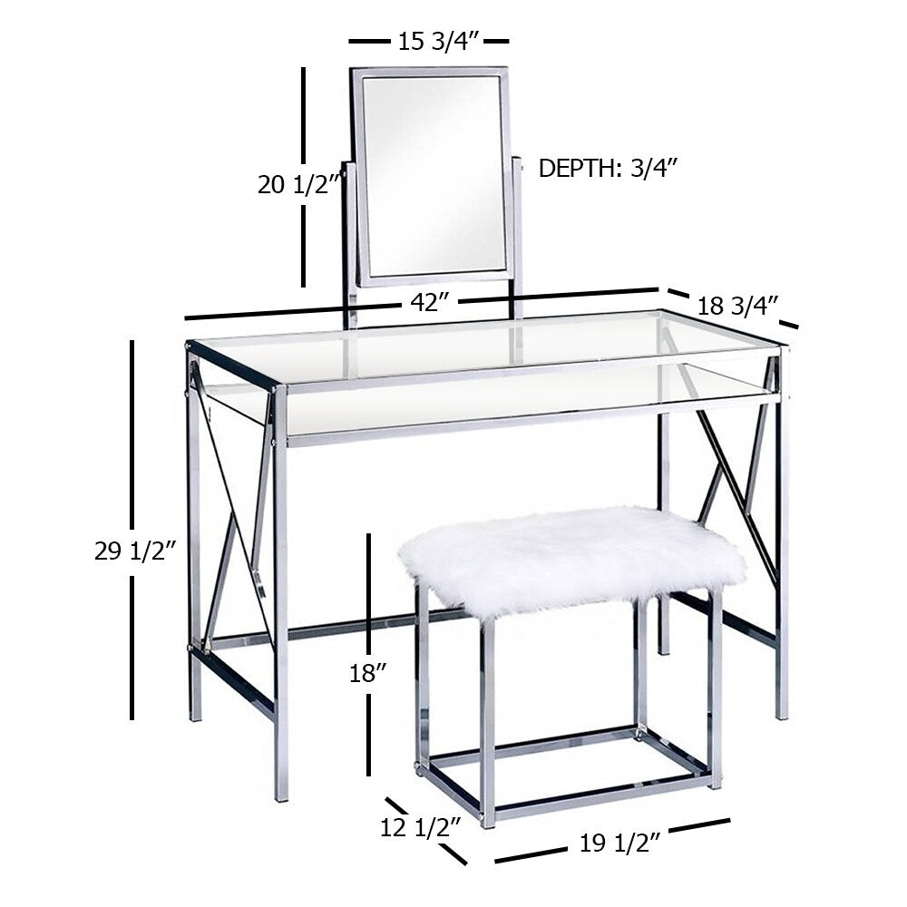 Brooklyn Vanity w/ Stool in Champagne Finish