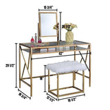 Brooklyn Vanity w/ Stool in Champagne Finish