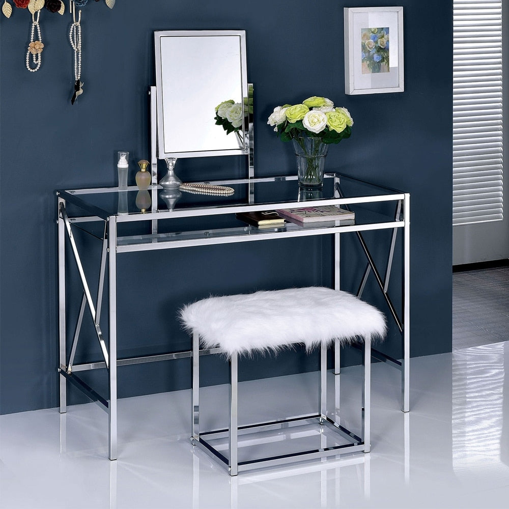 Brooklyn Vanity w/ Stool in Champagne Finish
