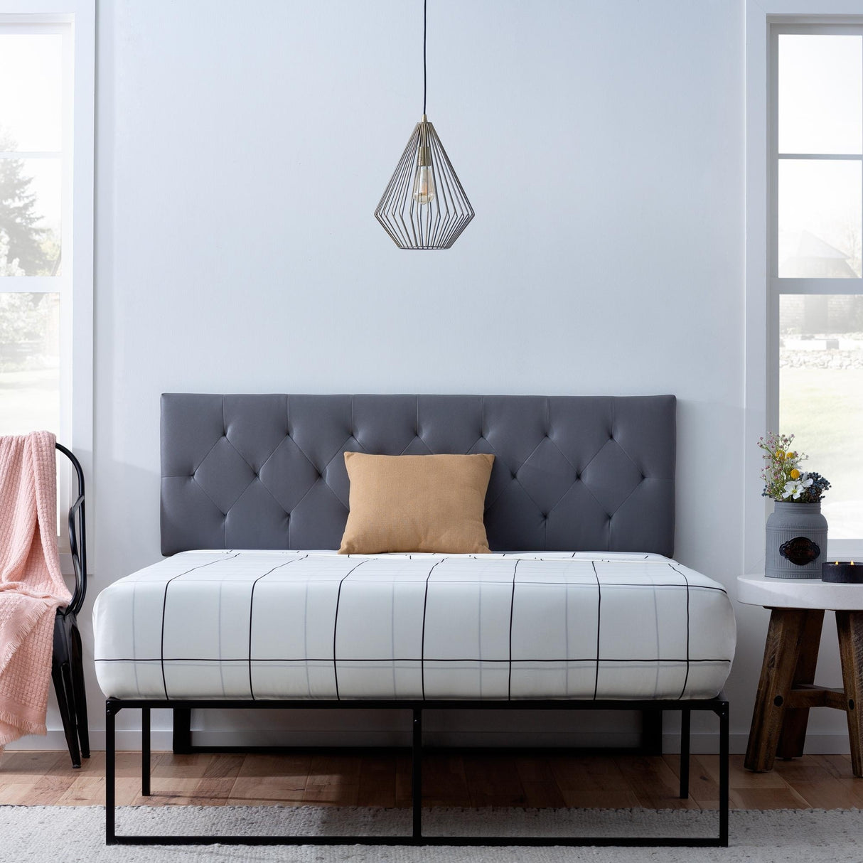 Brookside Adjustable Faux Leather and Metal Contemporary Bed