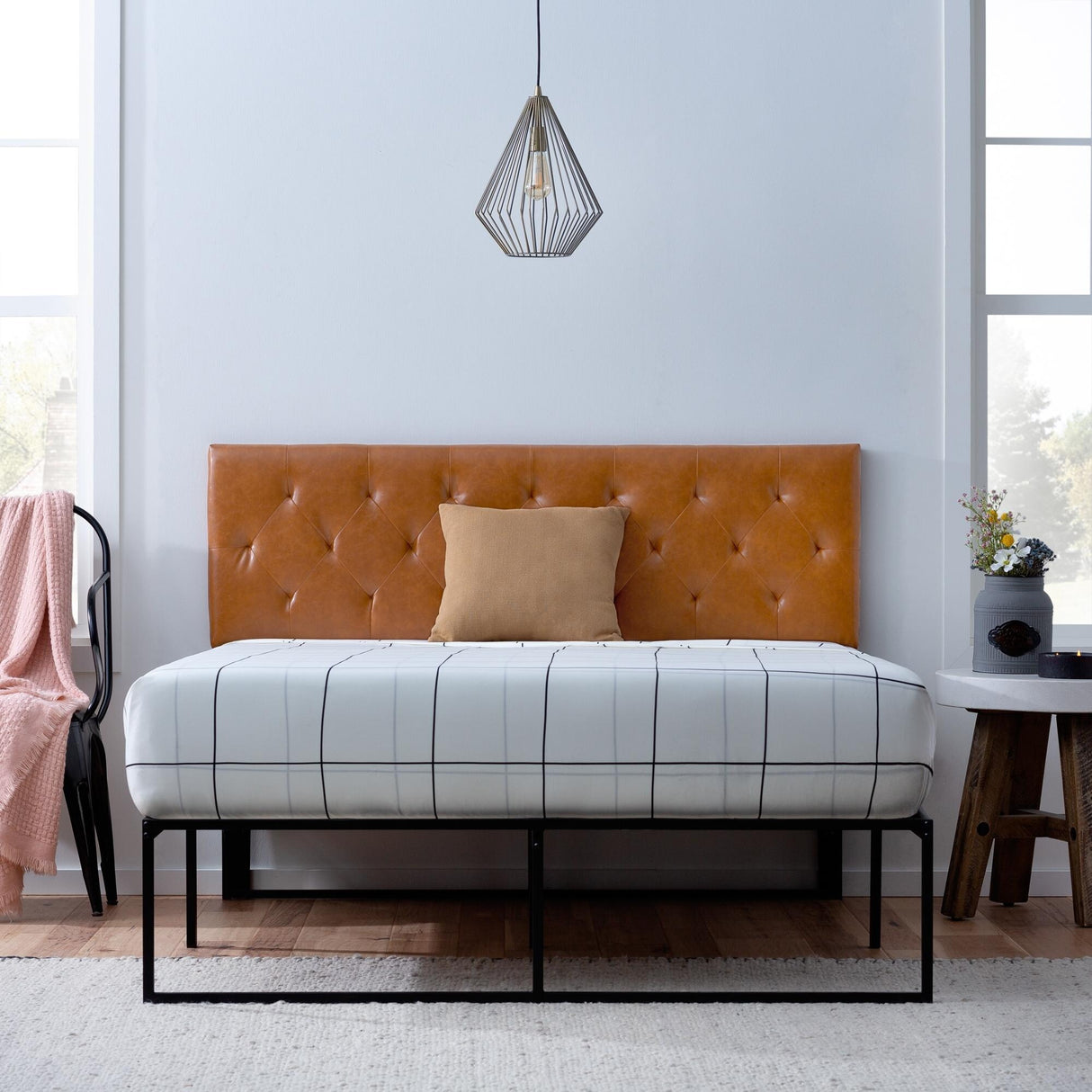 Brookside Adjustable Faux Leather and Metal Contemporary Bed