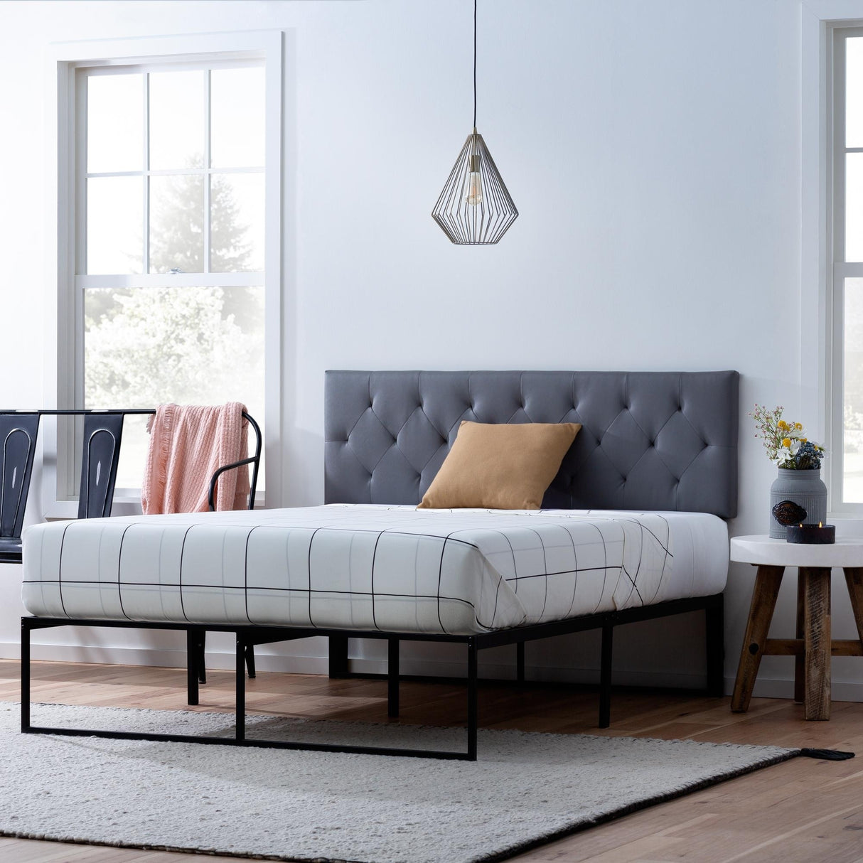 Brookside Adjustable Faux Leather and Metal Contemporary Bed