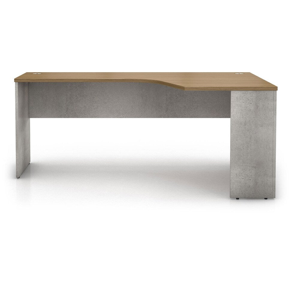 Broome Right-Facing Corner Desk in Weathered Concrete and Latte Walnut