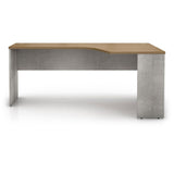 Broome Right-Facing Corner Desk in Weathered Concrete and Latte Walnut