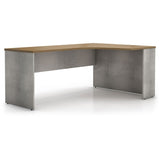 Broome Right-Facing Corner Desk in Weathered Concrete and Latte Walnut