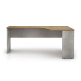 Broome Right-Facing Corner Desk in Weathered Concrete and Latte Walnut