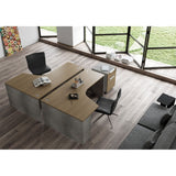 Broome Right-Facing Corner Desk in Weathered Concrete and Latte Walnut