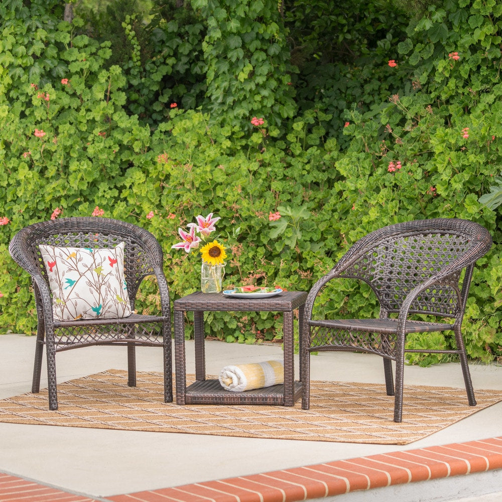 Broward Outdoor 3-piece Wicker Bistro Chat Set by Christopher Knight Home