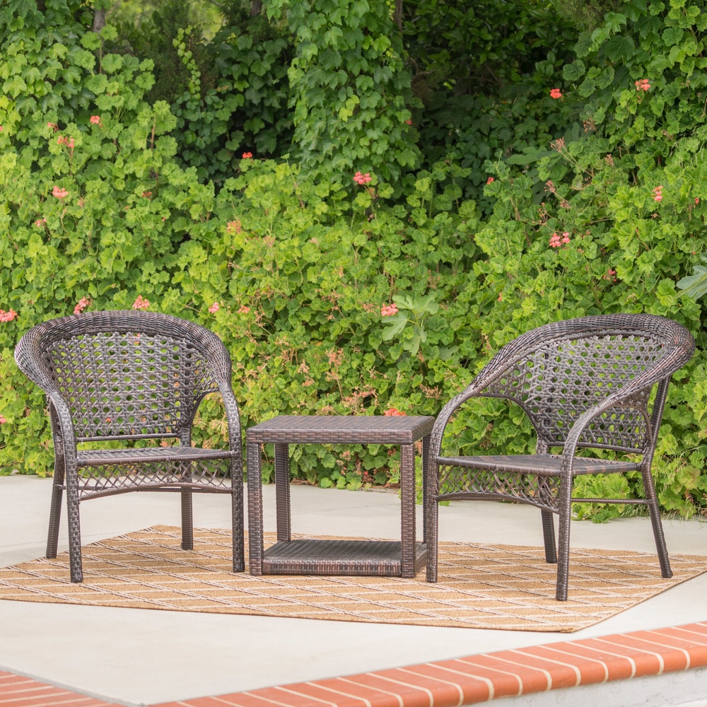 Broward Outdoor 3-piece Wicker Bistro Chat Set by Christopher Knight Home