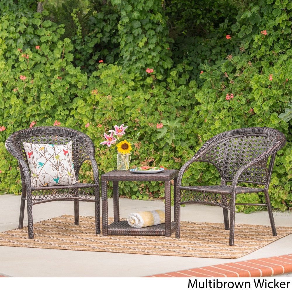Broward Outdoor 3-piece Wicker Bistro Chat Set by Christopher Knight Home