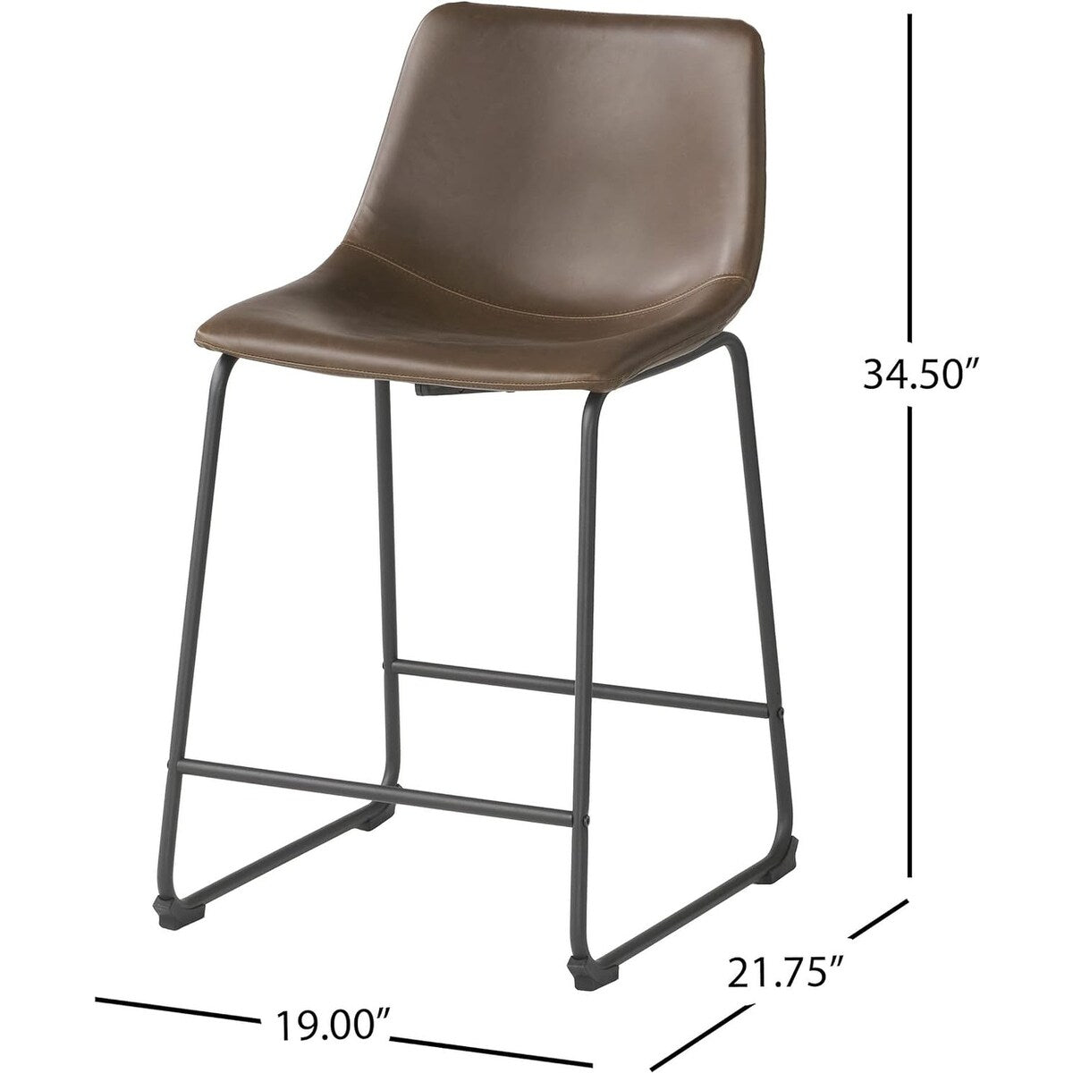Brown 24 Inch Counter Stool Set of 2 with Iron Frame