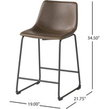 Brown 24 Inch Counter Stool Set of 2 with Iron Frame