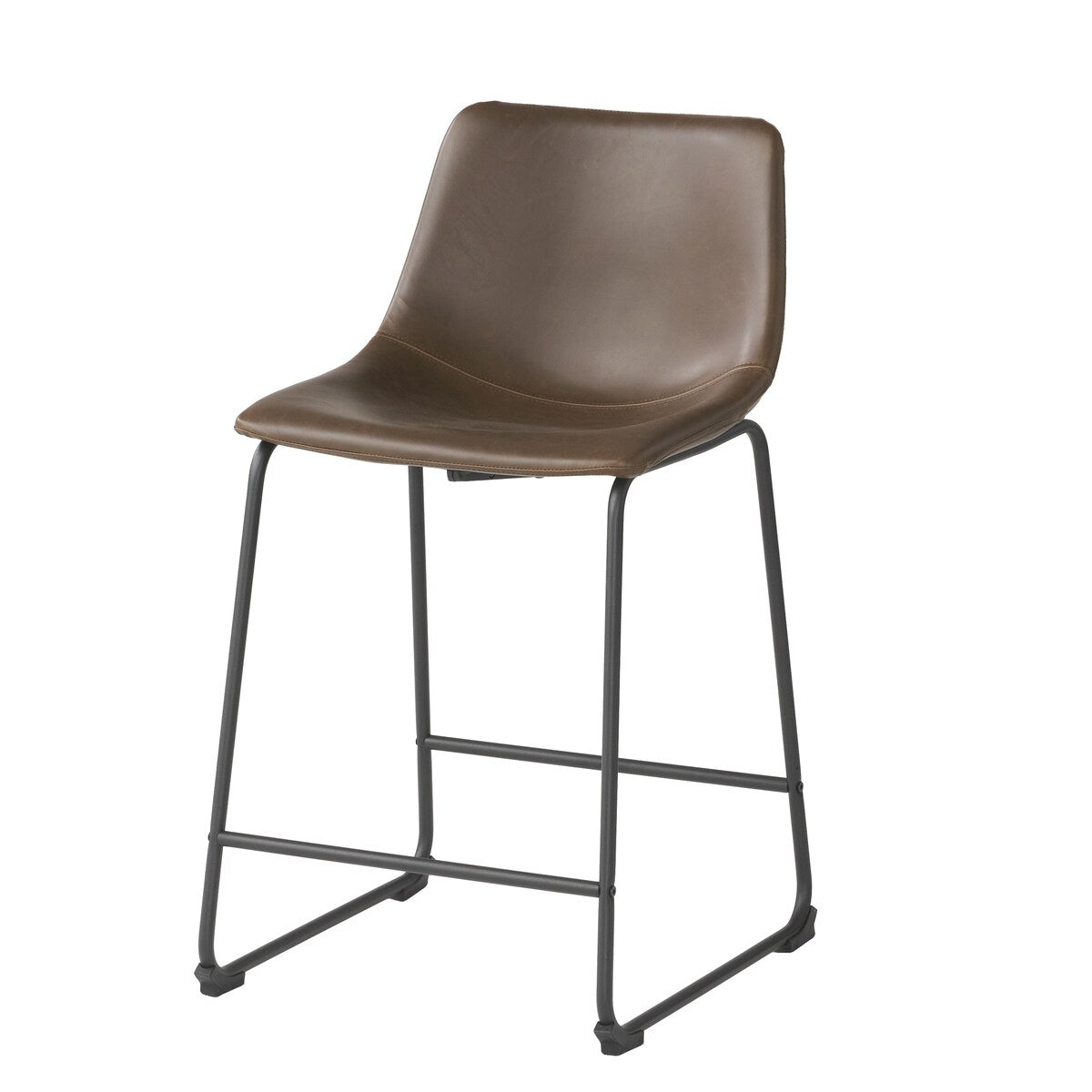 Brown 24 Inch Counter Stool Set of 2 with Iron Frame