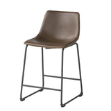 Brown 24 Inch Counter Stool Set of 2 with Iron Frame