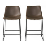 Brown 24 Inch Counter Stool Set of 2 with Iron Frame