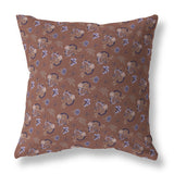 Brown And Blue Rose Dreams Indoor/Outdoor Throw Pillow Zipper
