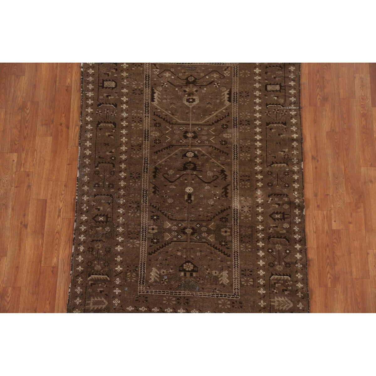 Brown Balouch Persian Antique Area Rug Hand-knotted Wool Carpet - 3'10" x 6'0"
