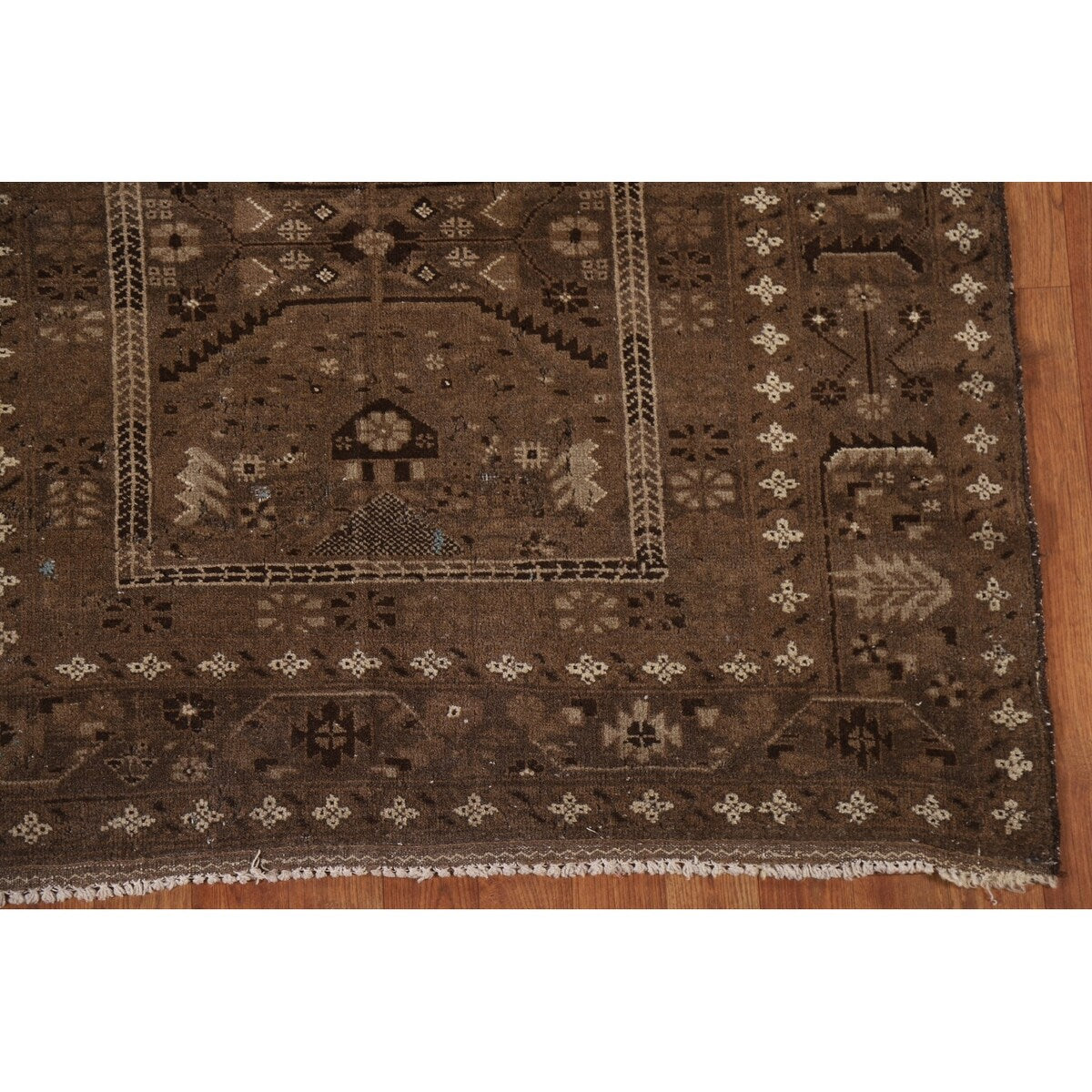 Brown Balouch Persian Antique Area Rug Hand-knotted Wool Carpet - 3'10" x 6'0"