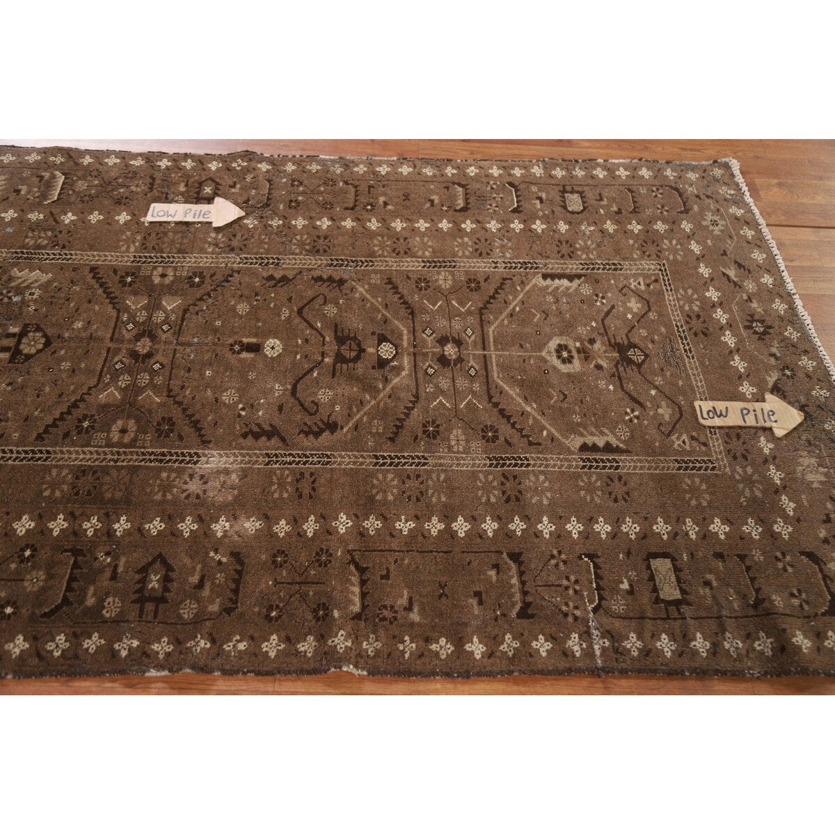 Brown Balouch Persian Antique Area Rug Hand-knotted Wool Carpet - 3'10" x 6'0"