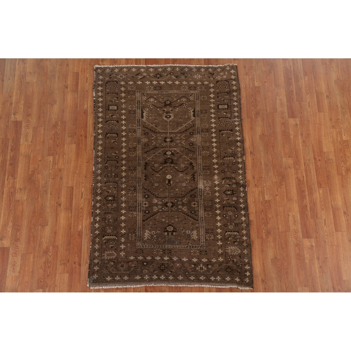 Brown Balouch Persian Antique Area Rug Hand-knotted Wool Carpet - 3'10" x 6'0"